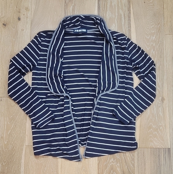 Ink Love and Peace Mac navy blue & white striped cardigan w/ pockets size M - Picture 3 of 8